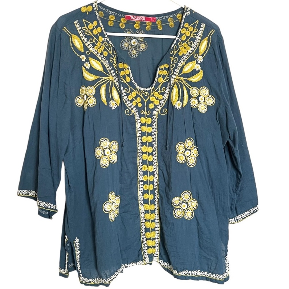 EUC | Indiska | Exquisitely Detailed Embroidered Tunic Made in India | Size XL